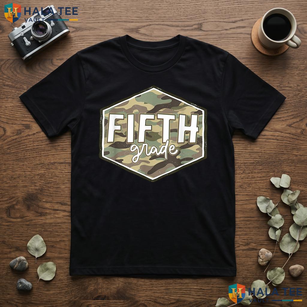 5th Grade Camo First Day Shirt Back To School Fifth Grade Boys Top