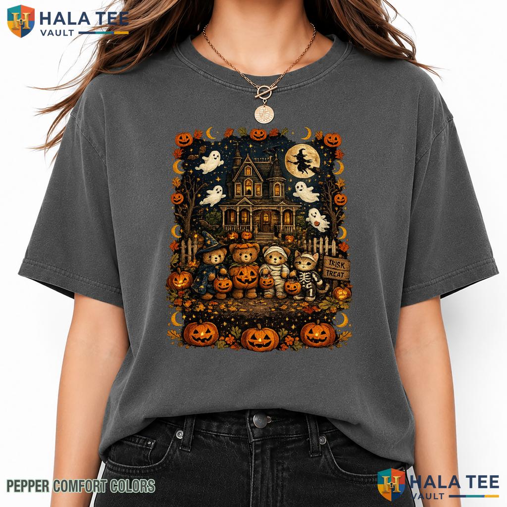 90s Bears Halloween Comfort Colors T Shirt Trick Or Treat Pumpkin Lover Top Relaxed Fit Tee
