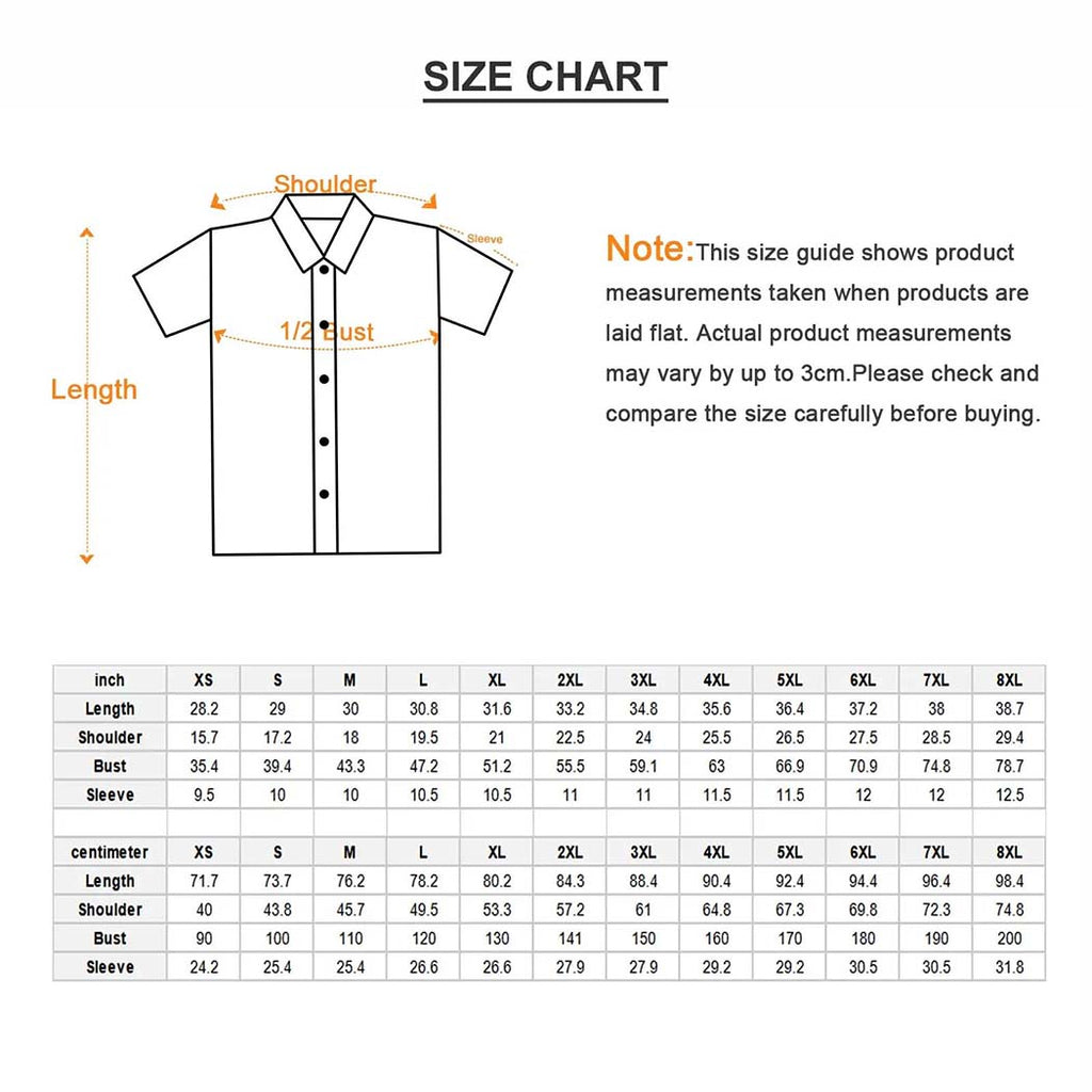 Size Chart Hawaiian Shirt 3D
