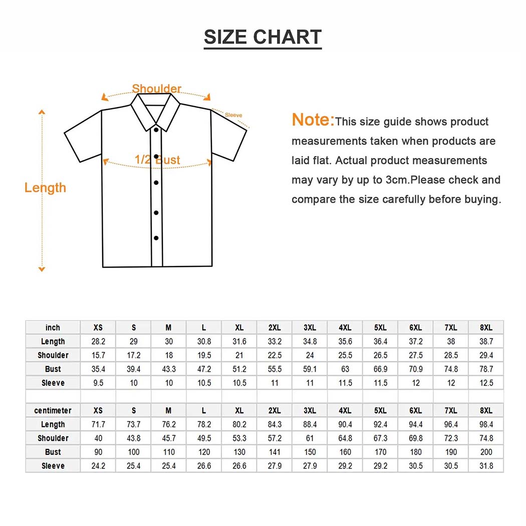 Size Chart Hawaiian Shirt 3D