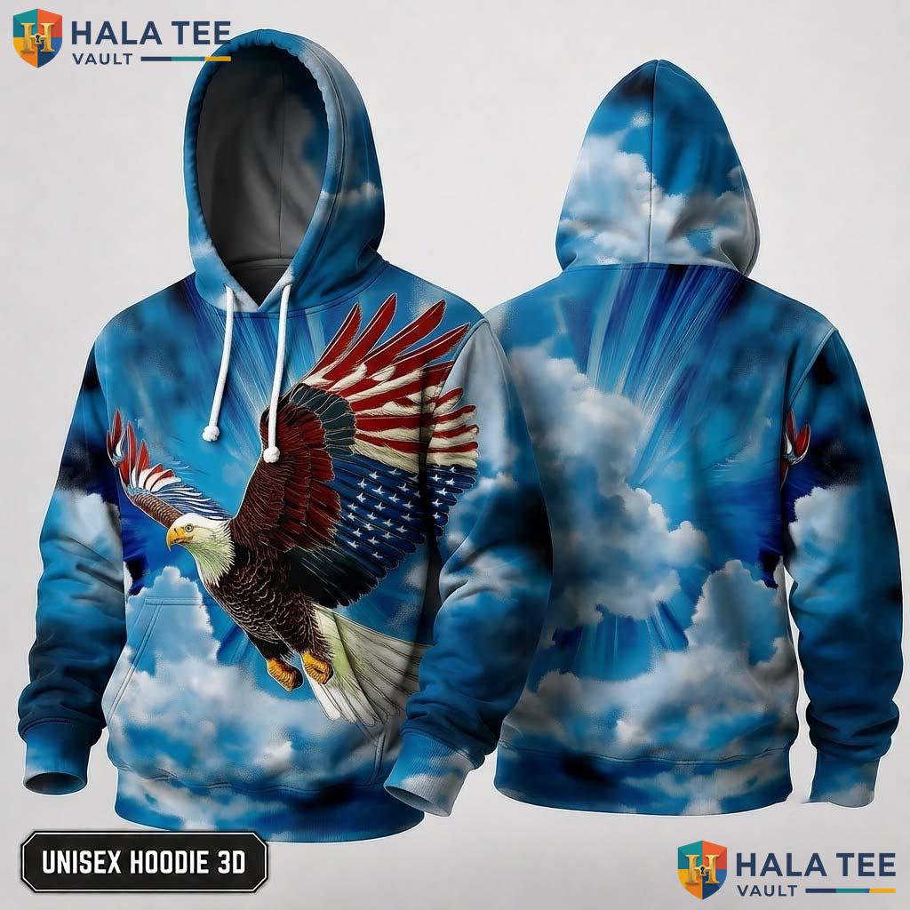 American Flag Eagle Hoodie Men Women 3D Graphic Skull Novelty Pullover