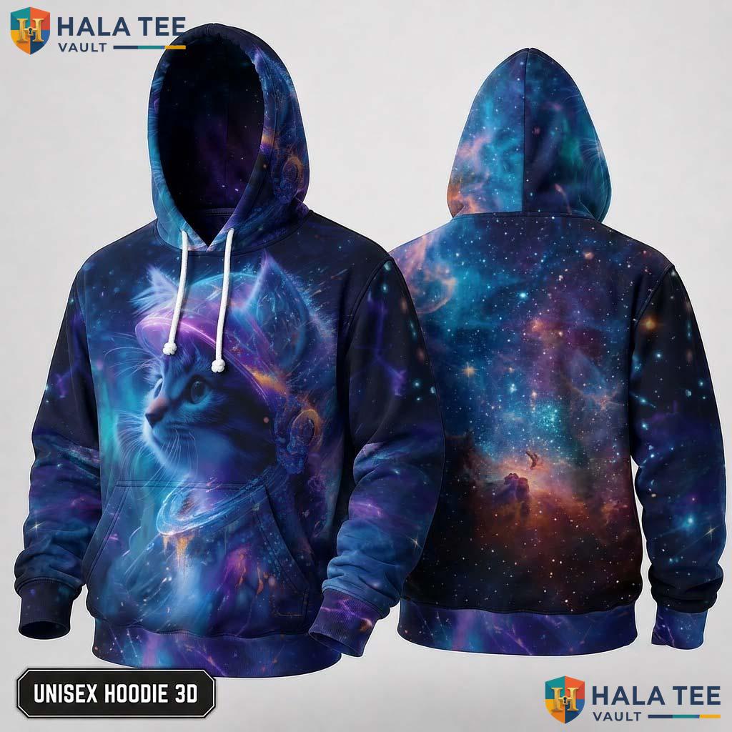 Astronaut Cat Galaxy Hoodie Kids Novelty 3D Printed Pullover Apparel