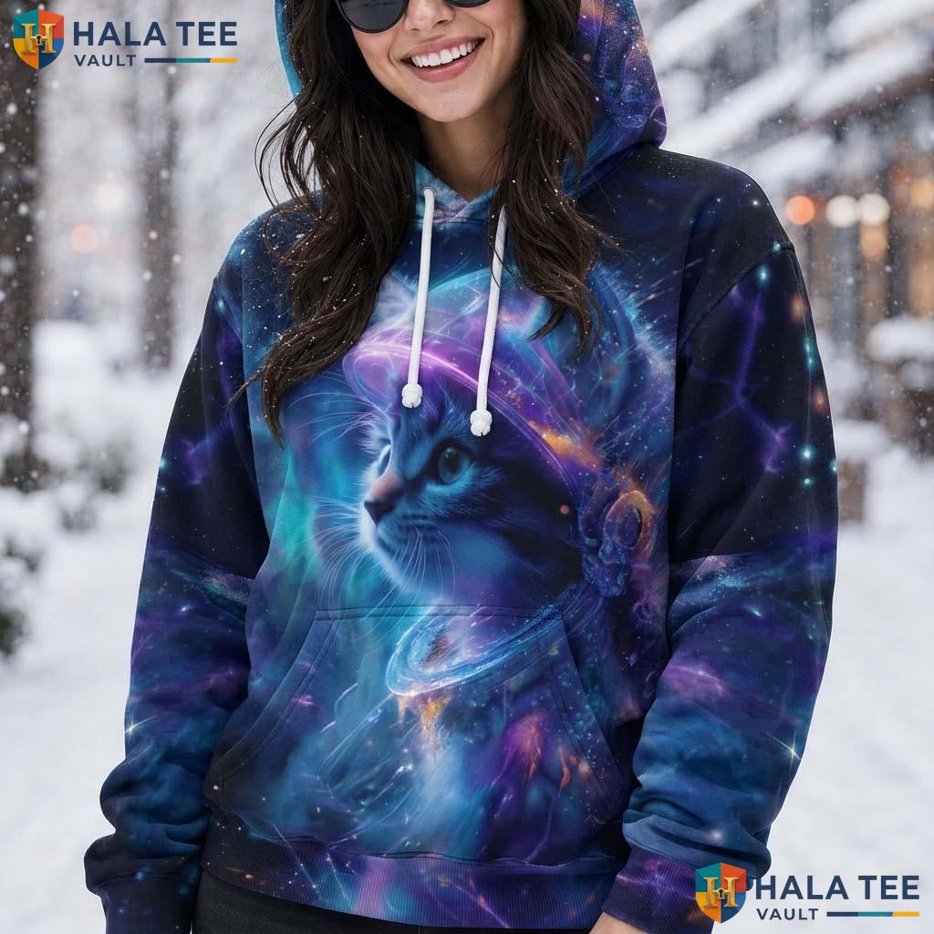 Astronaut Cat Galaxy Hoodie Kids Novelty 3D Printed Pullover Apparel AOP Hoodie