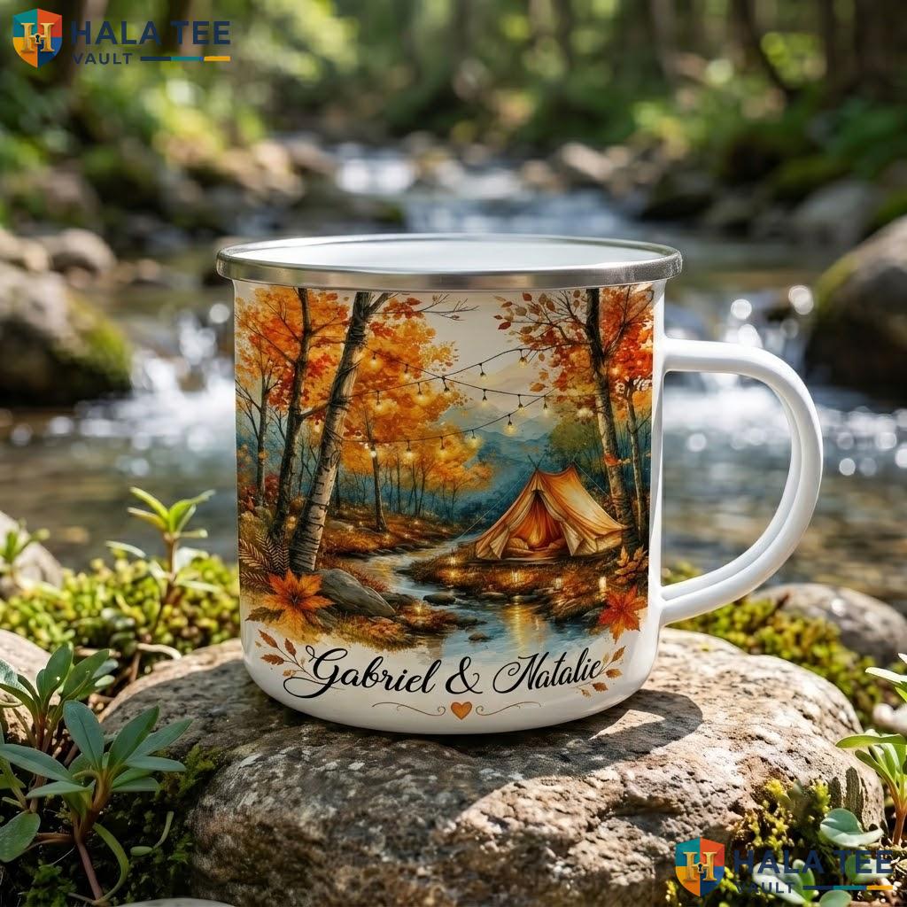 Autumn Camping Custom Ceramic Mug Spooky Halloween Tree Coffee Accent Mug