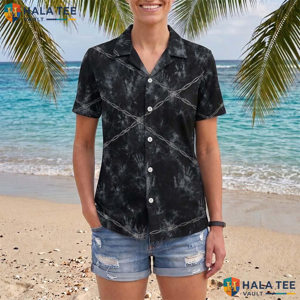 Barbed Wire Halloween Hawaiian Shirt Gothic Horror Tie Dye Aloha Top Adult