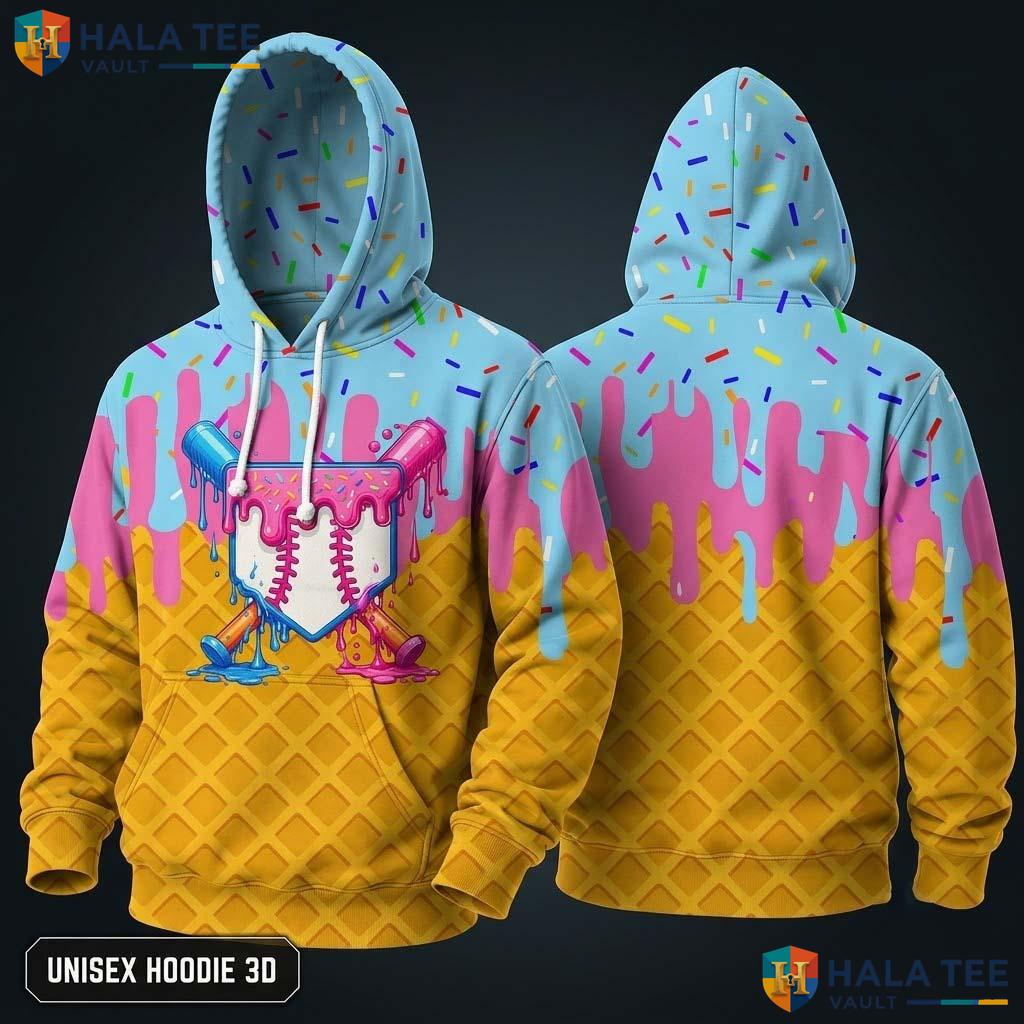 Baseball Dripping 3D Hoodie Warm Thick Sweatshirt Boys Girls