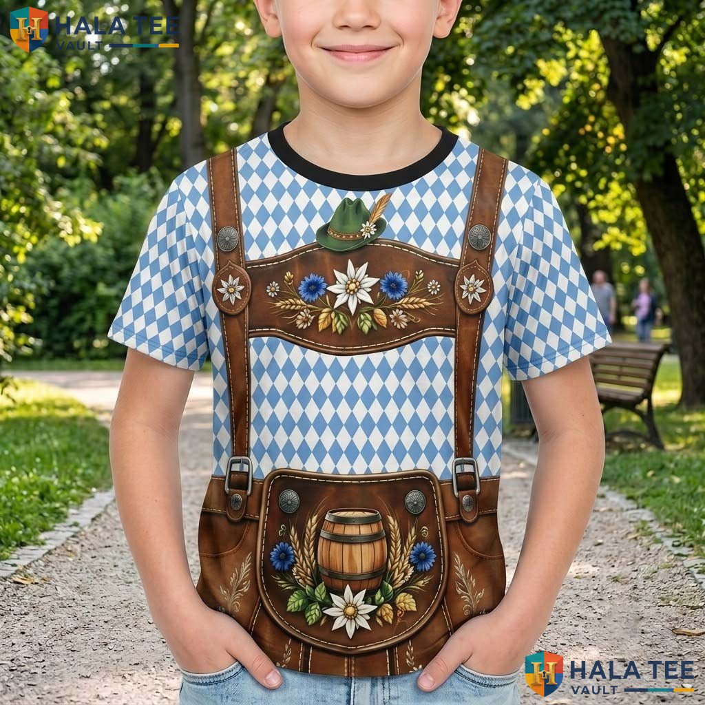 Bavarian Oktoberfest Blue AOP T-Shirt Mens German Holiday Festival Cosplay Top