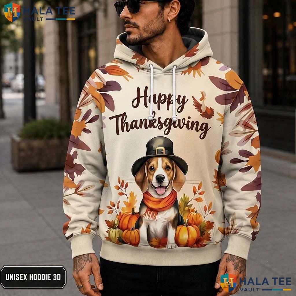 Beagle Pumpkins Autumn Thanksgiving 3D Printed Hoodie Proud Happy Fall Apparel