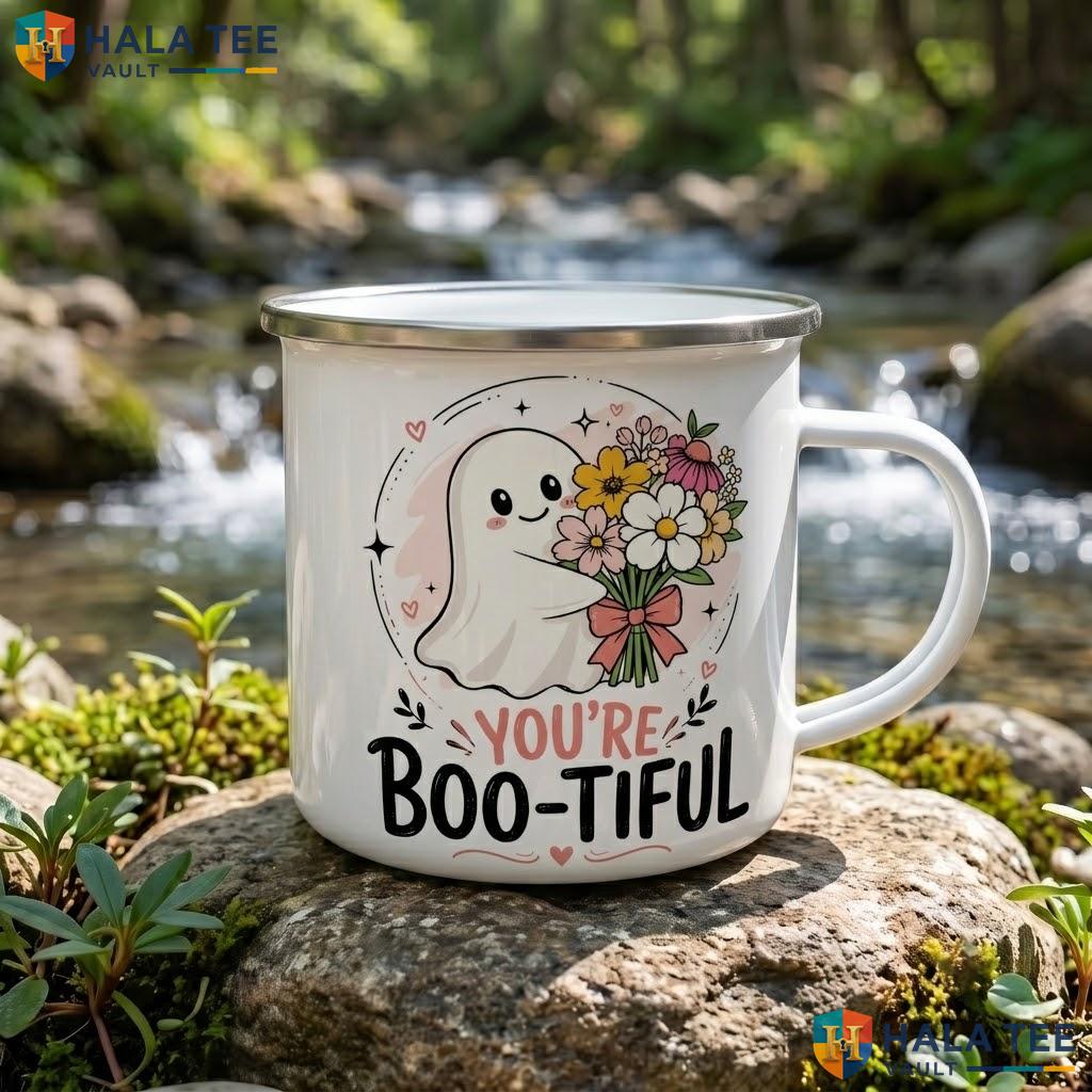 Beige Sleepy Ghost Halloween Mug Funny Mornings Are A Boo Ceramic Accent Mug