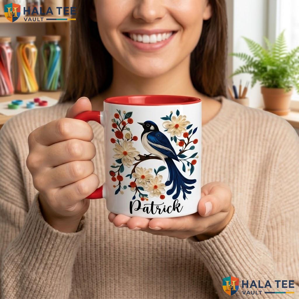 Bird Silhouette Witch Ceramic Mug Personalized Halloween Coffee Camping Mug