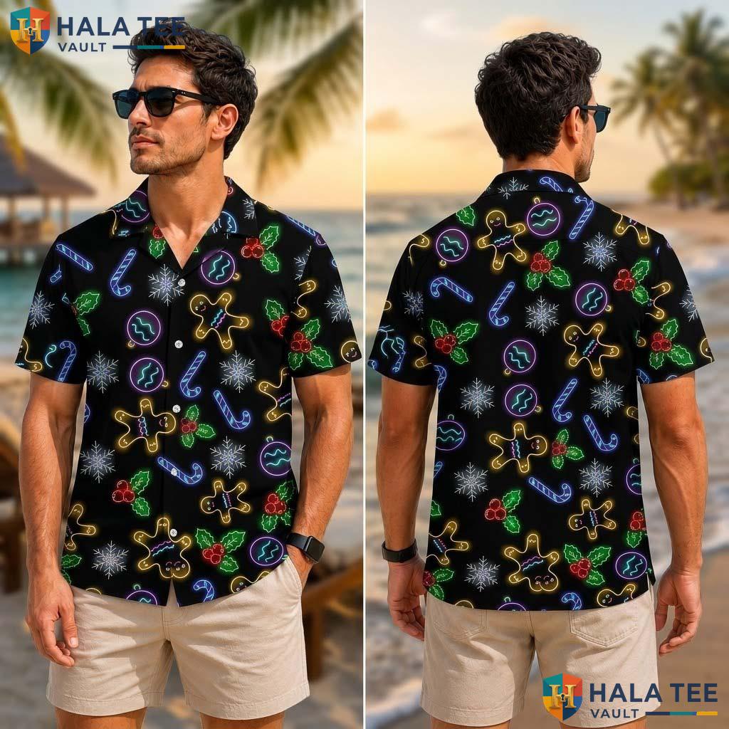 Black Christmas Funny Tropical Shirt Mens Crazy Graphic Vacation Wear