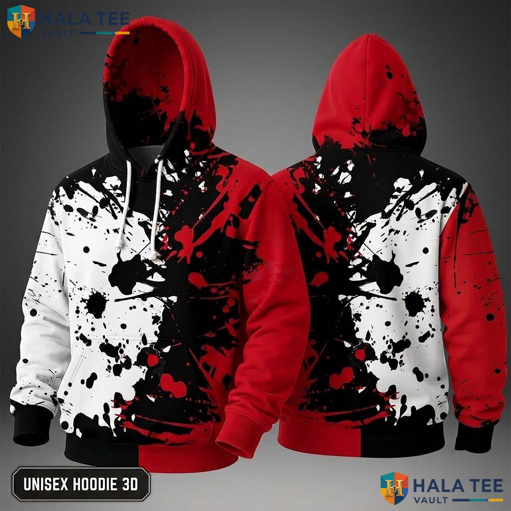 Black Red Splatter 3D Hoodie Warm Thick Sweatshirt Boys Girls Pullover