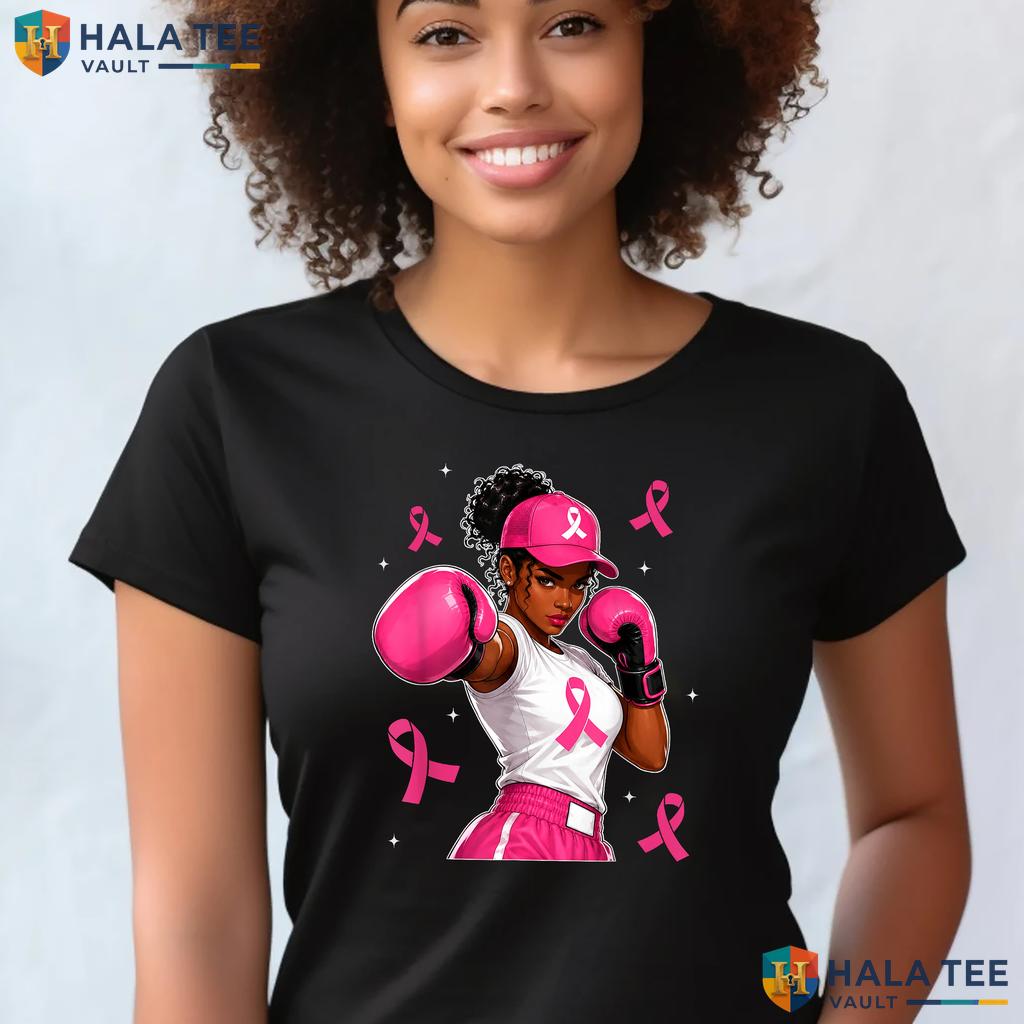 Black Women Cancer Warrior Tee Pink Ribbon Fight Breast Apparel Top