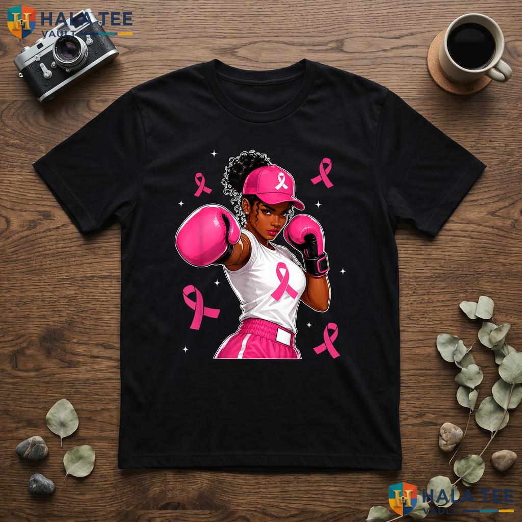 Black Women Cancer Warrior Tee Pink Ribbon Fight Breast Apparel Top Adult