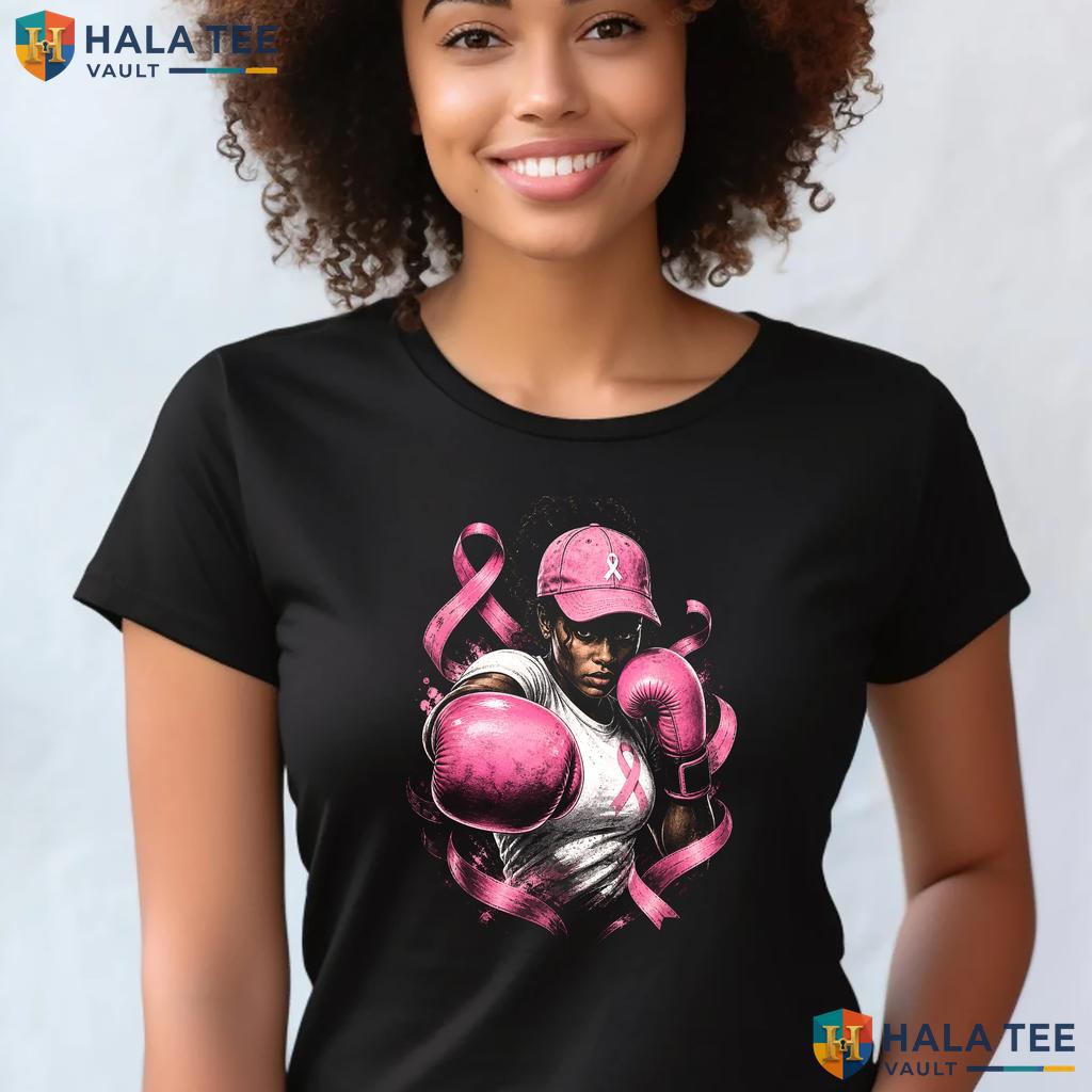 Black Women Fight Cancer Shirt Powerful Pink Ribbon Breast Apparel