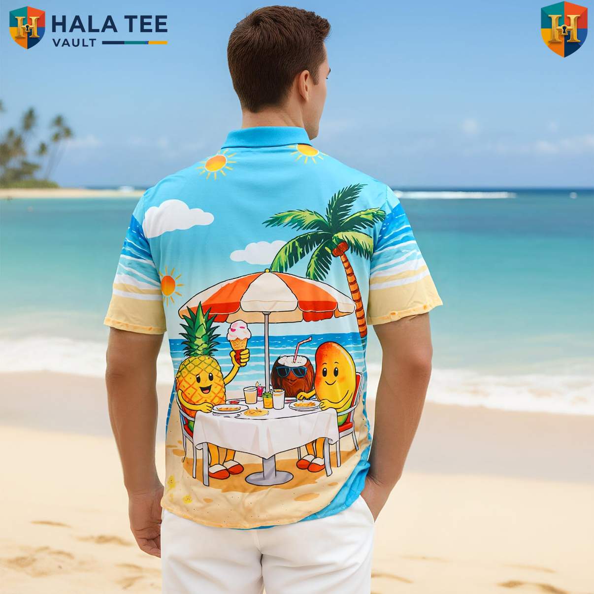 Blue Mango Tropical Short-sleeve button-up shirt Mens Resort Holiday Cruise Apparel Outfit