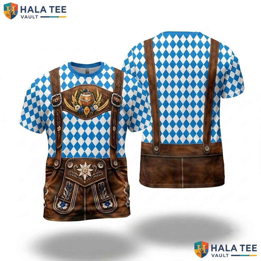 Blue Oktoberfest Costume 3D Printed T-Shirt Mens German Festival Cosplay