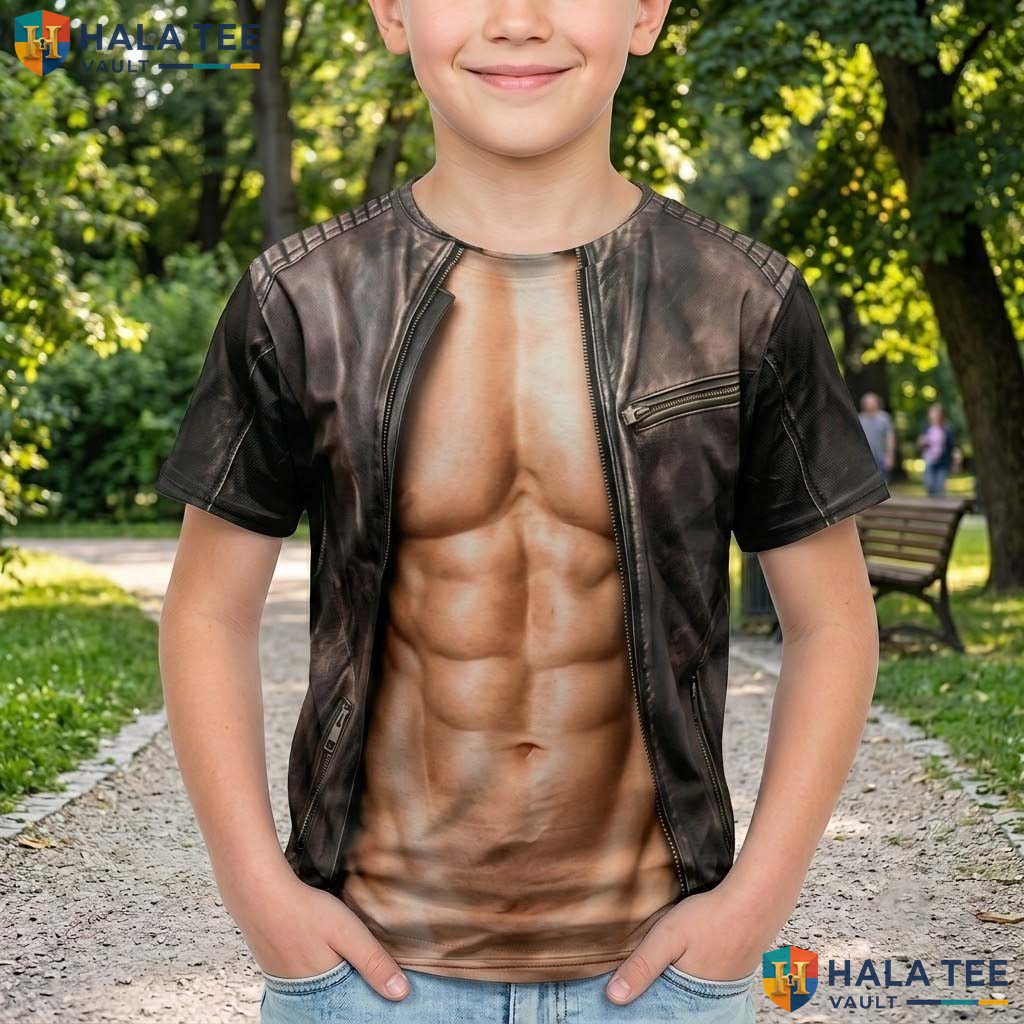 Brown Fake Muscle AOP T-Shirt Mens Funny Holiday Halloween Cosplay Costume