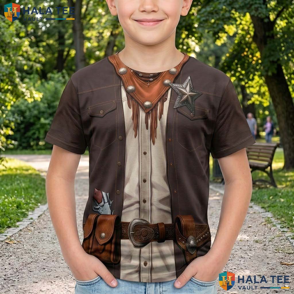 Brown Muscle Pirate 3D T-Shirt Mens Fake Chest Halloween Cosplay Apparel