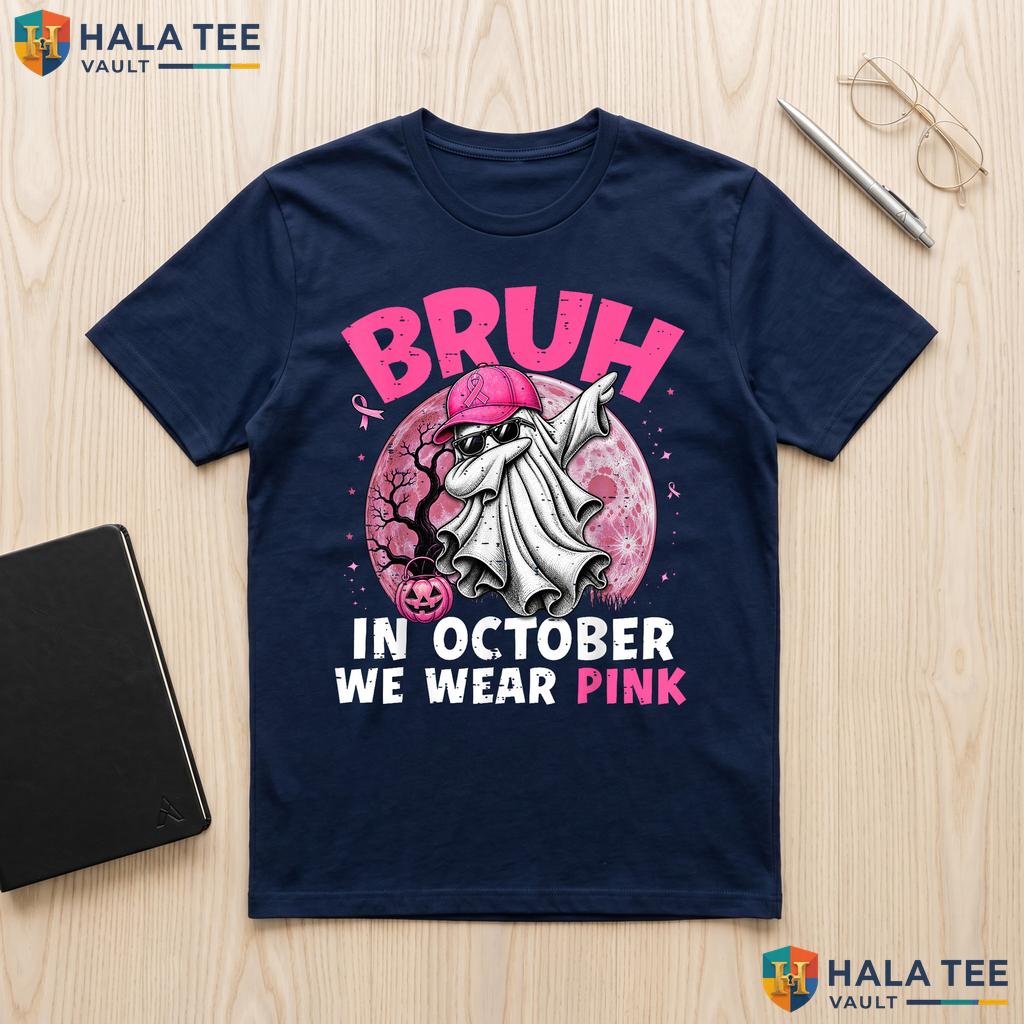 Bruh October Wear Pink Shirt Breast Cancer Toddler Boys Kids Apparel Adult