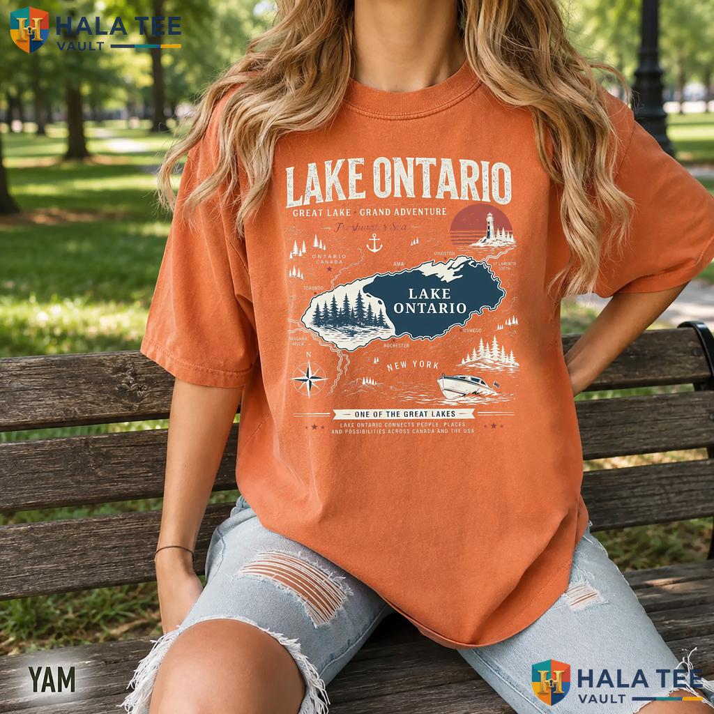 Canada Map Retro Style T-Shirt Great Lakes Ontario Retro Graphic Tee