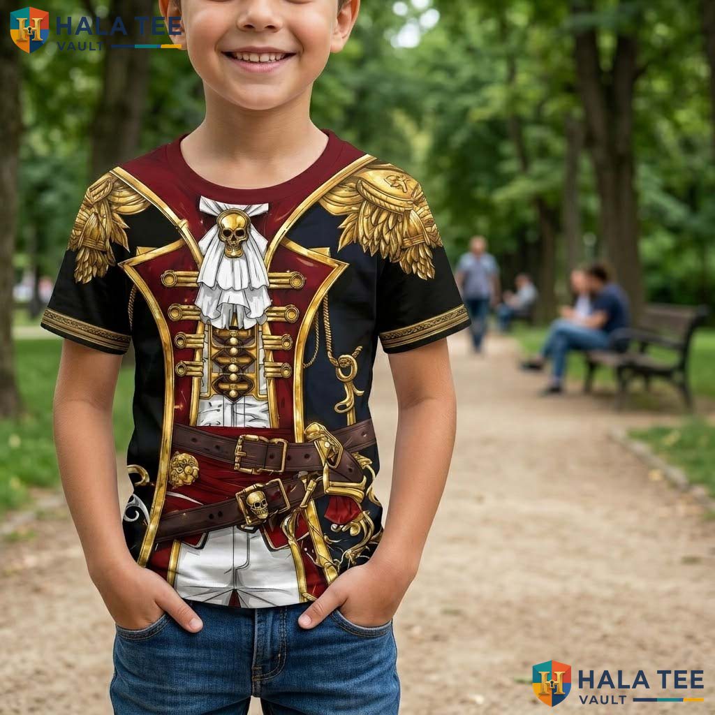 Captain Pirate Costume AOP T-Shirt Mens Halloween Cosplay Party Graphic Top