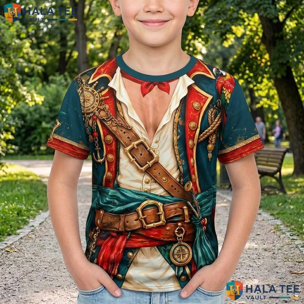 Caribbean Pirate 3D T-Shirt Mens Funny Halloween Cosplay Top