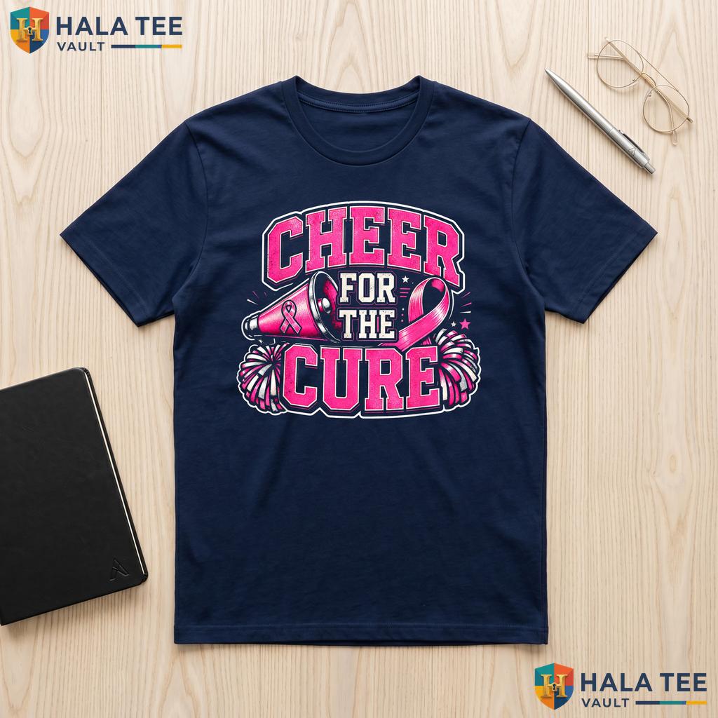 Cheerleader Breast Cancer TShirt Cheer For The Cure Awareness Pink Adult