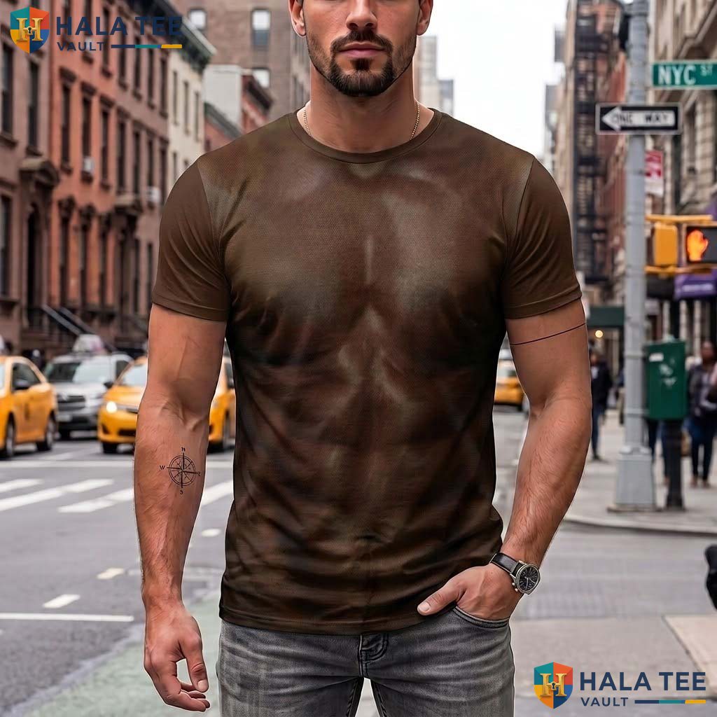 Chocolate Fake Muscle 3D Printed T-Shirt Mens Funny Chest Halloween Cosplay Top