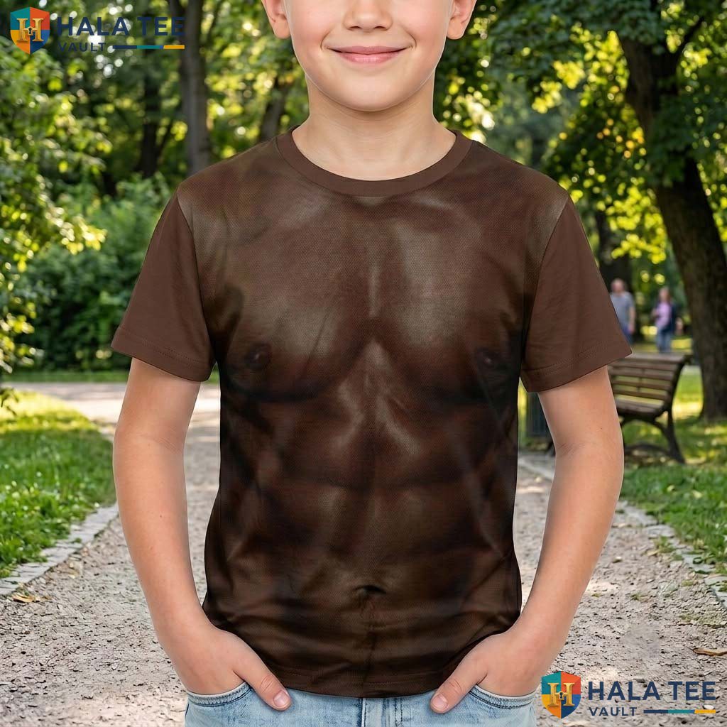 Chocolate Fake Muscle 3D T-Shirt Mens Funny Chest Halloween Cosplay Top