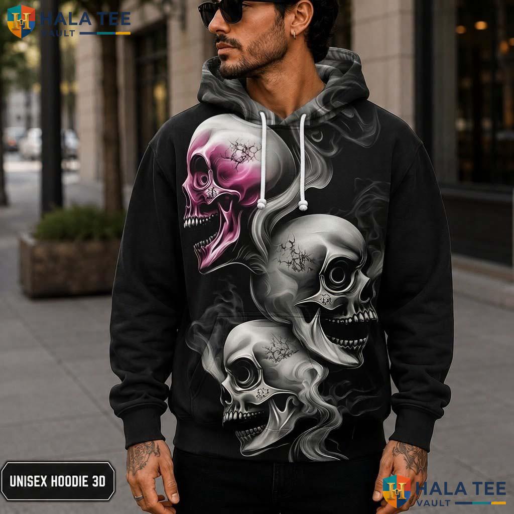 Classic Black Skull Hoodie Men Women 3D Graphic Novelty Pullover Top 3D Printed Hoodie