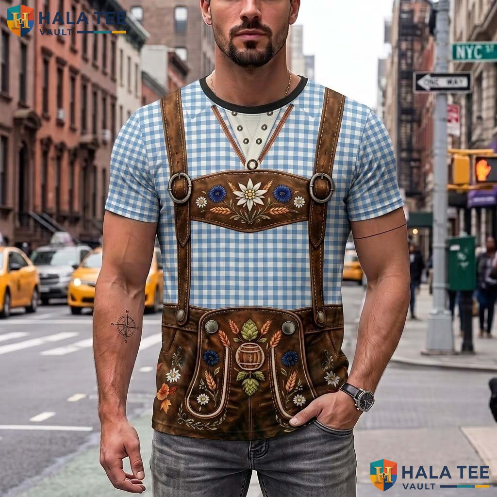 Classic Oktoberfest Blue AOP T-Shirt Mens German Festival Cosplay Top