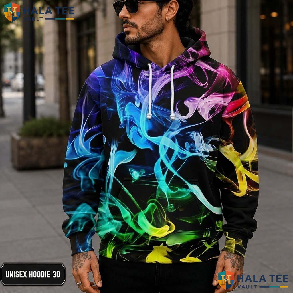 Colored Smoke Skull Hoodie Men Women 3D Graphic Novelty Pullover Top 3D Printed Hoodie