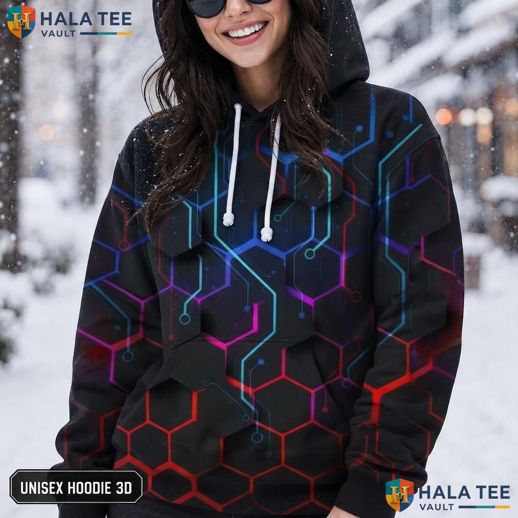 Colorful Honeycomb AOP Hoodie Men Women Realistic Graphic Novelty Pullover