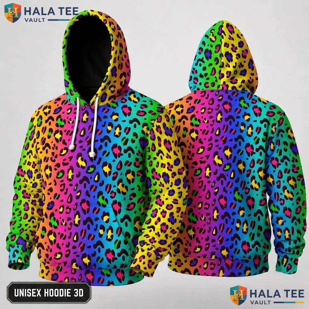 Colorful Leopard Print 3D Hoodie Trendy Unisex Pullover Casual Apparel