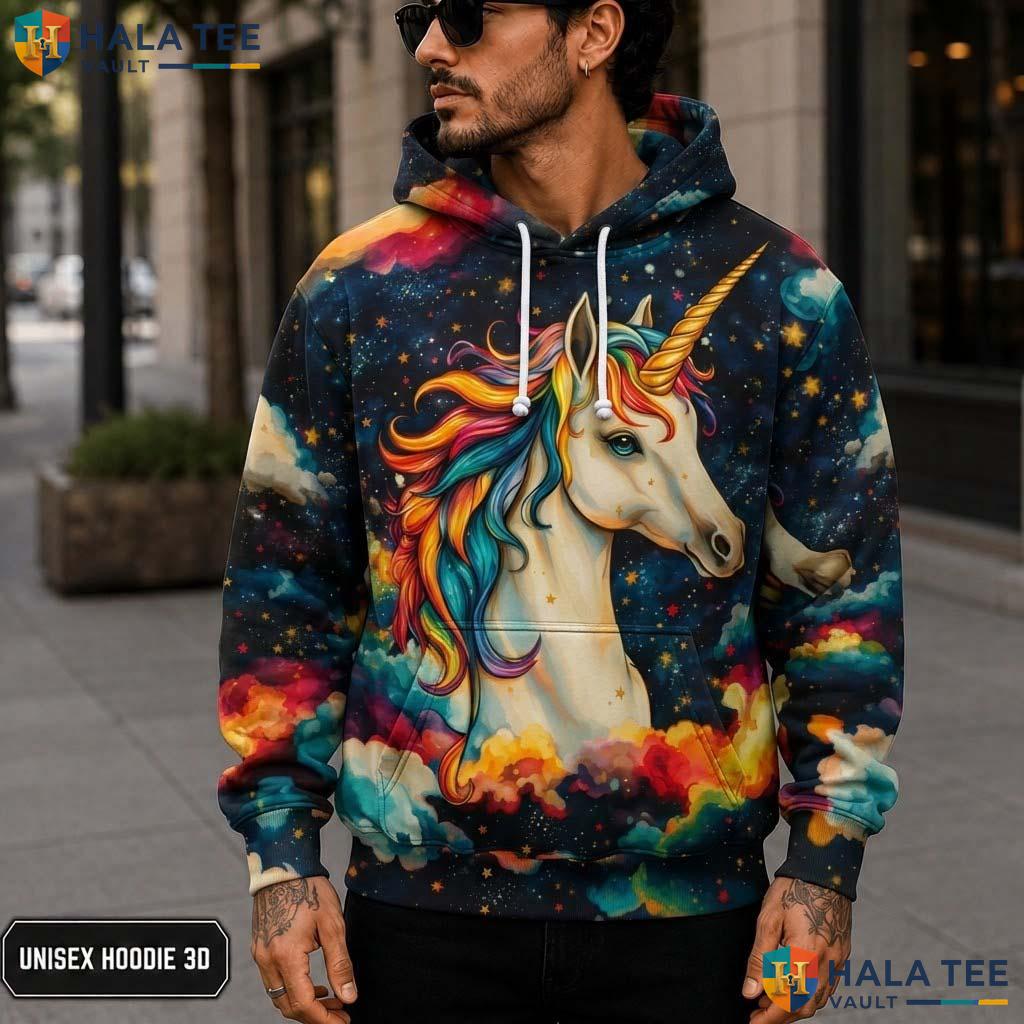 Colorful Unicorn 3D Printed Hoodie Kids Novelty Galaxy Printed Pullover Top