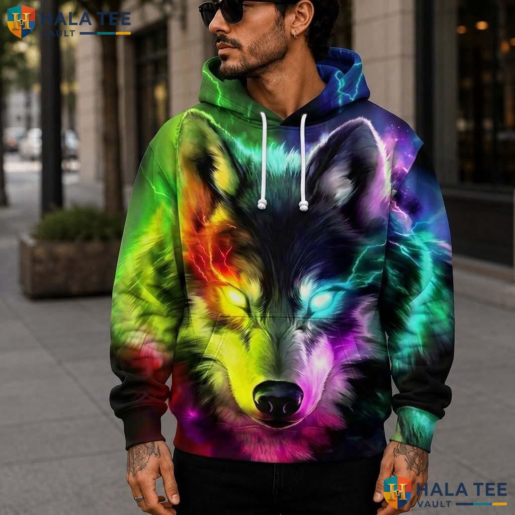 Colorful Wolf Skull Hoodie Men Women 3D Graphic Novelty Pullover Top 3D Printed Hoodie
