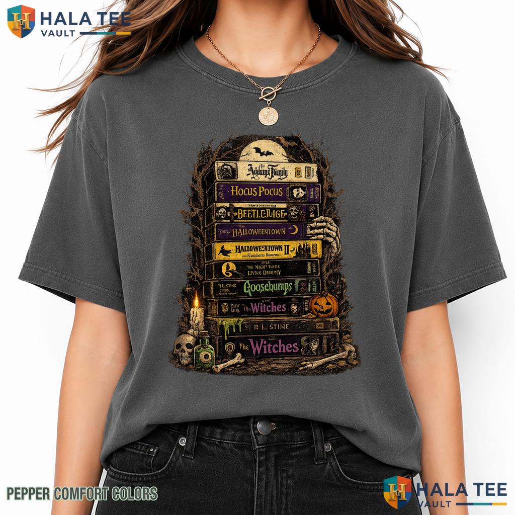Creepy VHS Movies Comfort Colors T Shirt Spooky Season Book Night Apparel Heavyweight Cotton T-Shirt