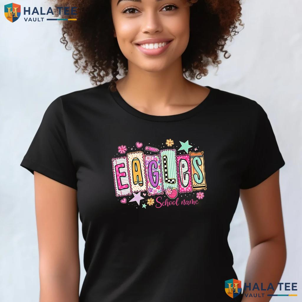 Custom Preppy School Mascot Shirt Colorful Stars Pencil Back To School Top Adult