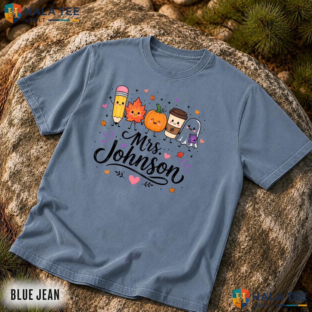 Custom Teacher Comfort Colors T Shirt Personalized Fall Ghost Coffee Apparel Relaxed Fit Tee