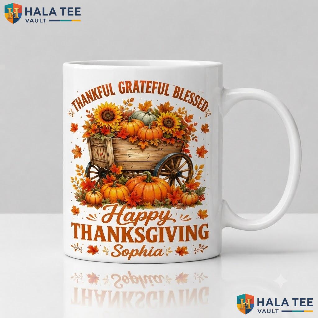 Cute Autumn Ghost Custom Ceramic Mug Personalized Thanksgiving Coffee Cup