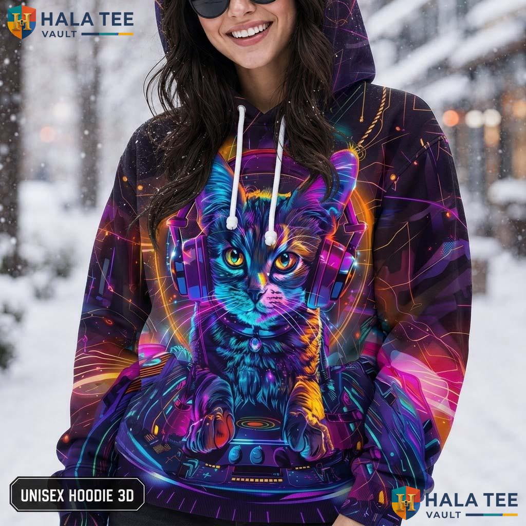 Cute Cat Kids Galaxy Hoodie Novelty 3D Printed Pullover Girl Boy Top AOP Hoodie