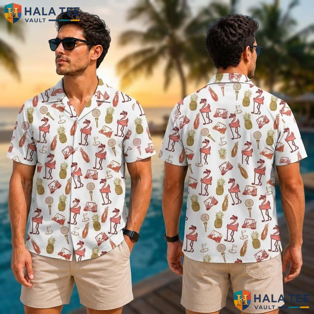 Cute Flamingo Tropical Shirt Vibrant Tropical Design Short Sleeve Button Up