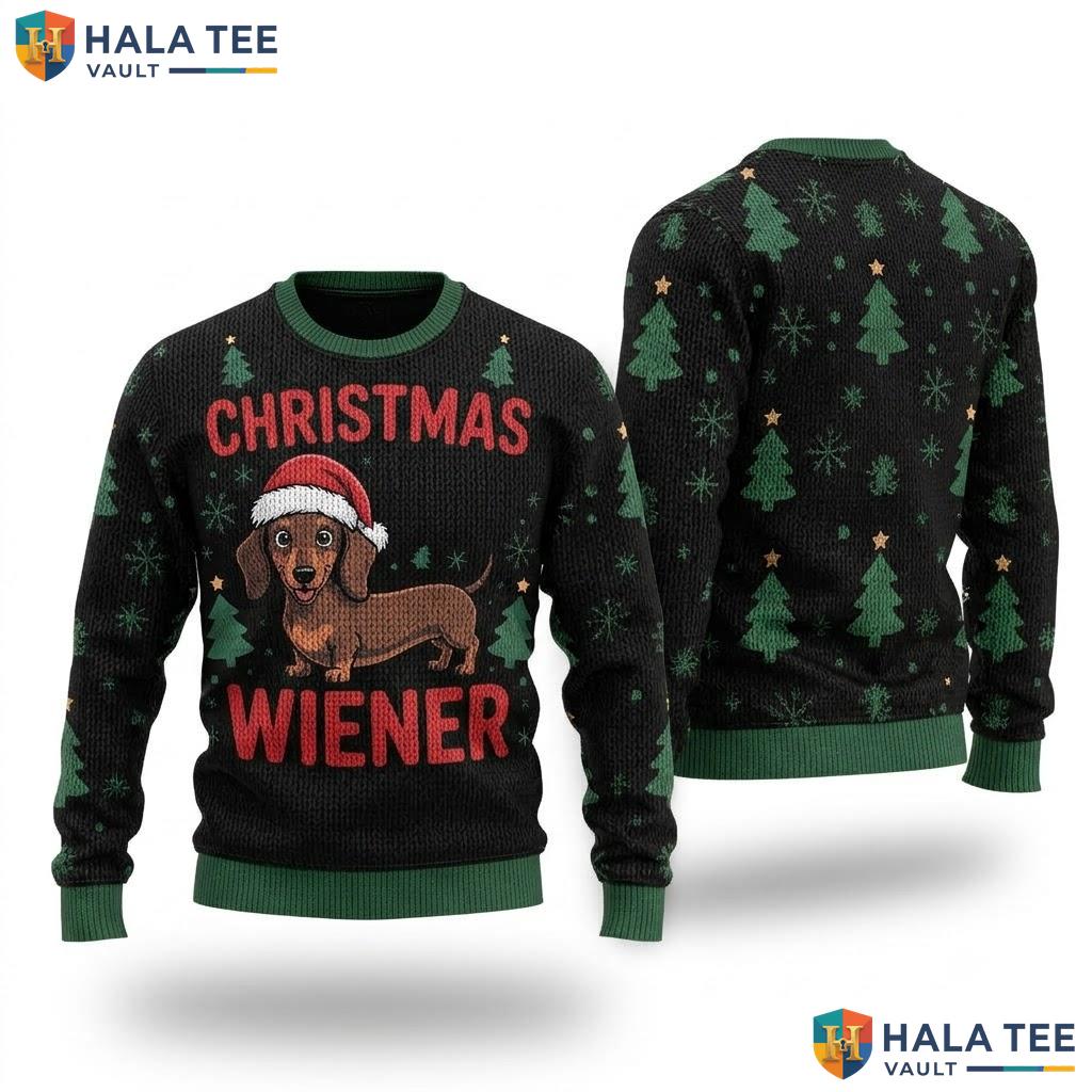 Dachshund Party Wiener Christmas Sweater Funny Holiday Humor Apparel