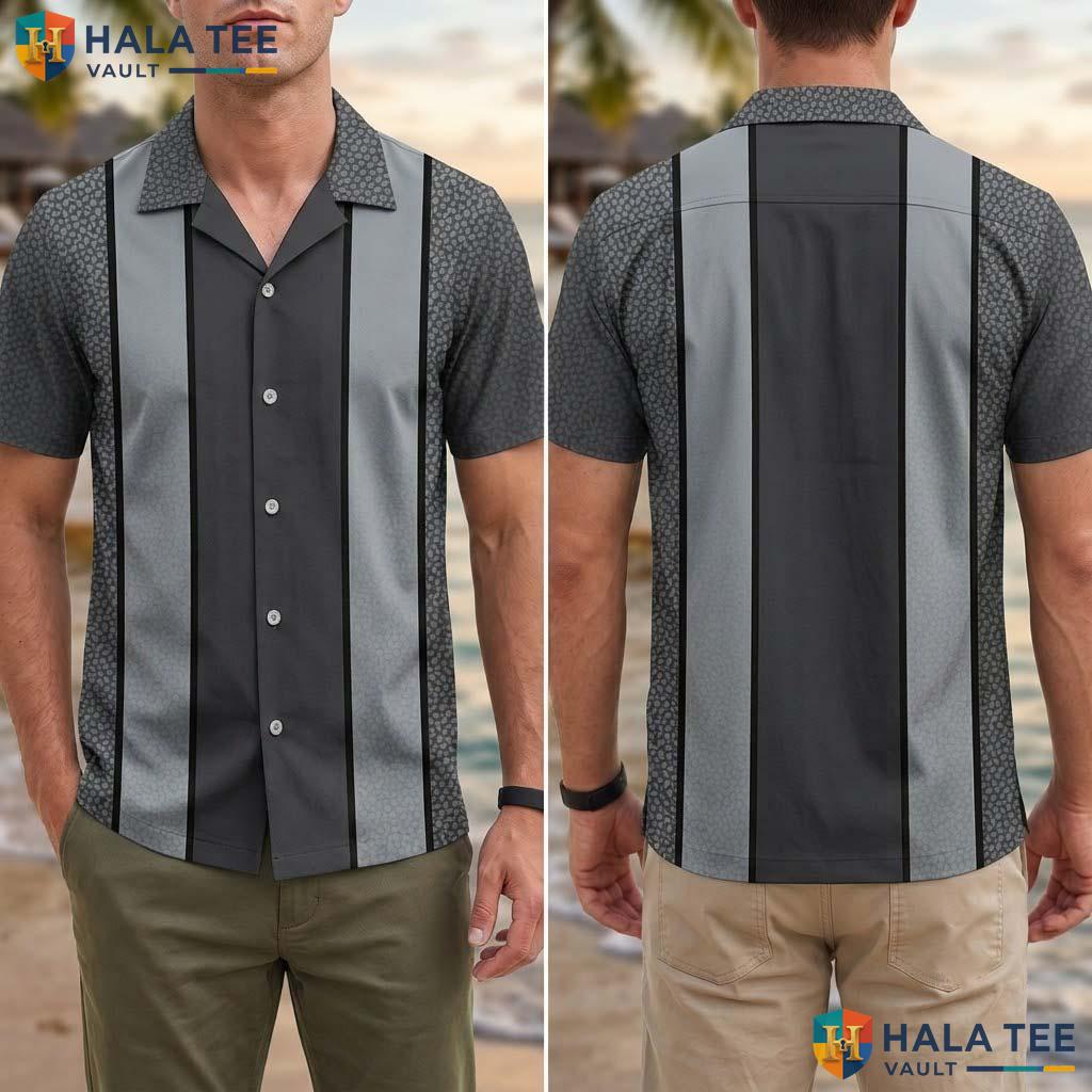 Dark Gray Bowling Tropical Shirt Mens Short Sleeve Casual Button Down