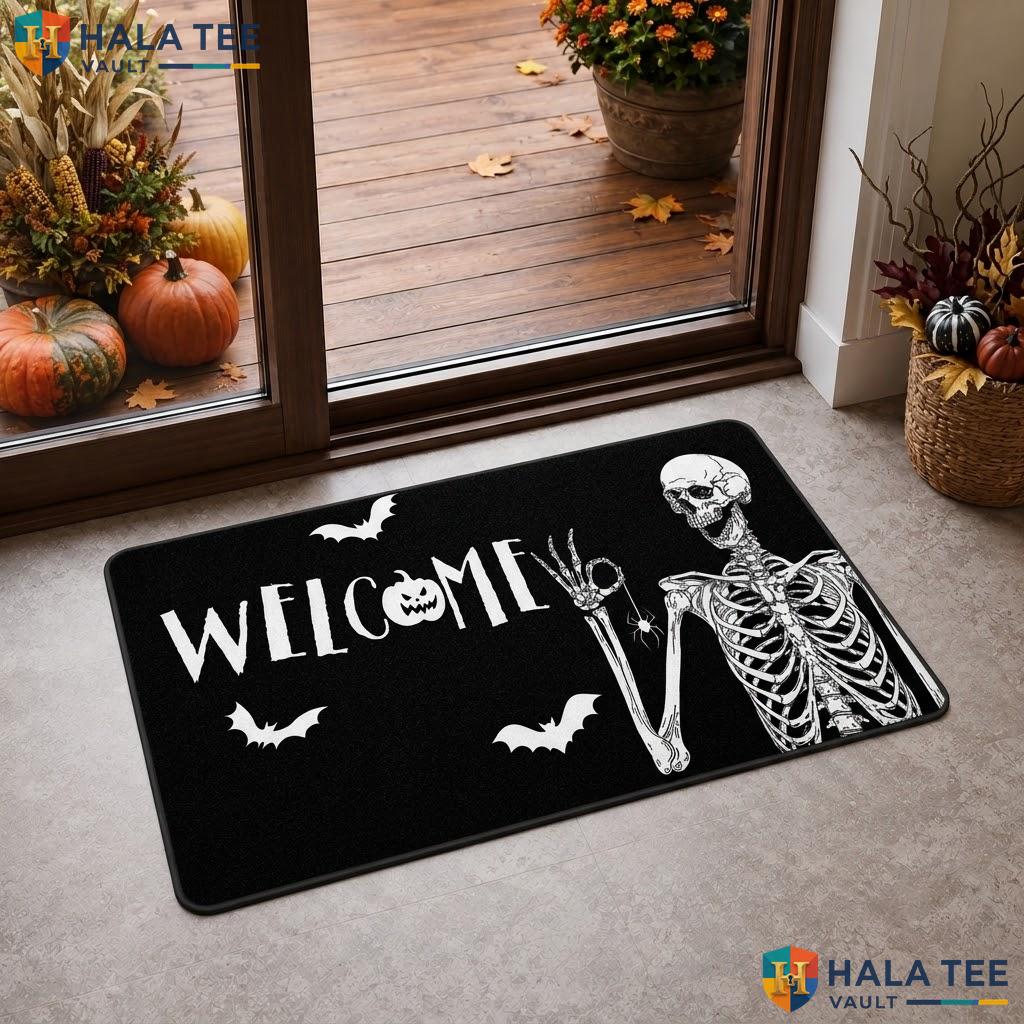 Decorative Skull Halloween Doormat Funny Welcome Non Slip Outdoor Entry Rug