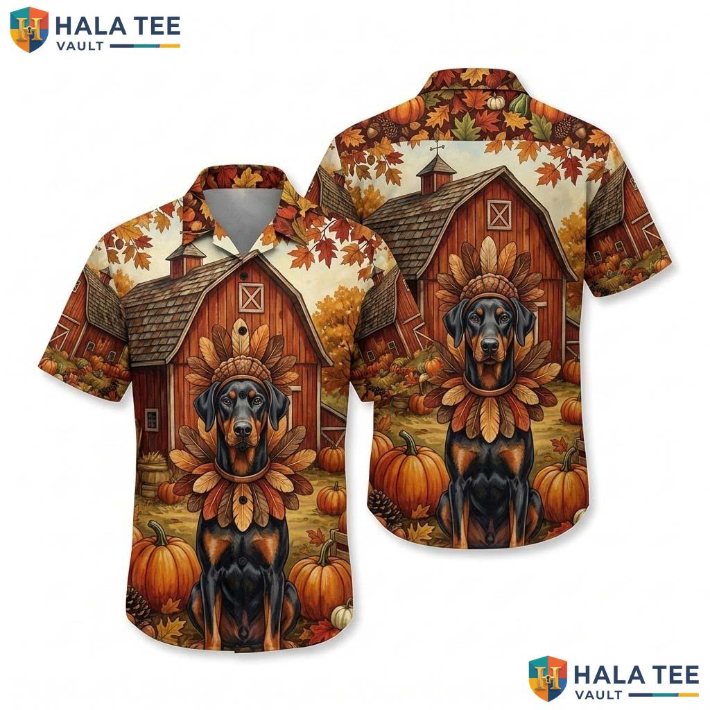 Doberman Pinscher Thanksgiving Hawaiian Shirt Turkey Costume Apparel