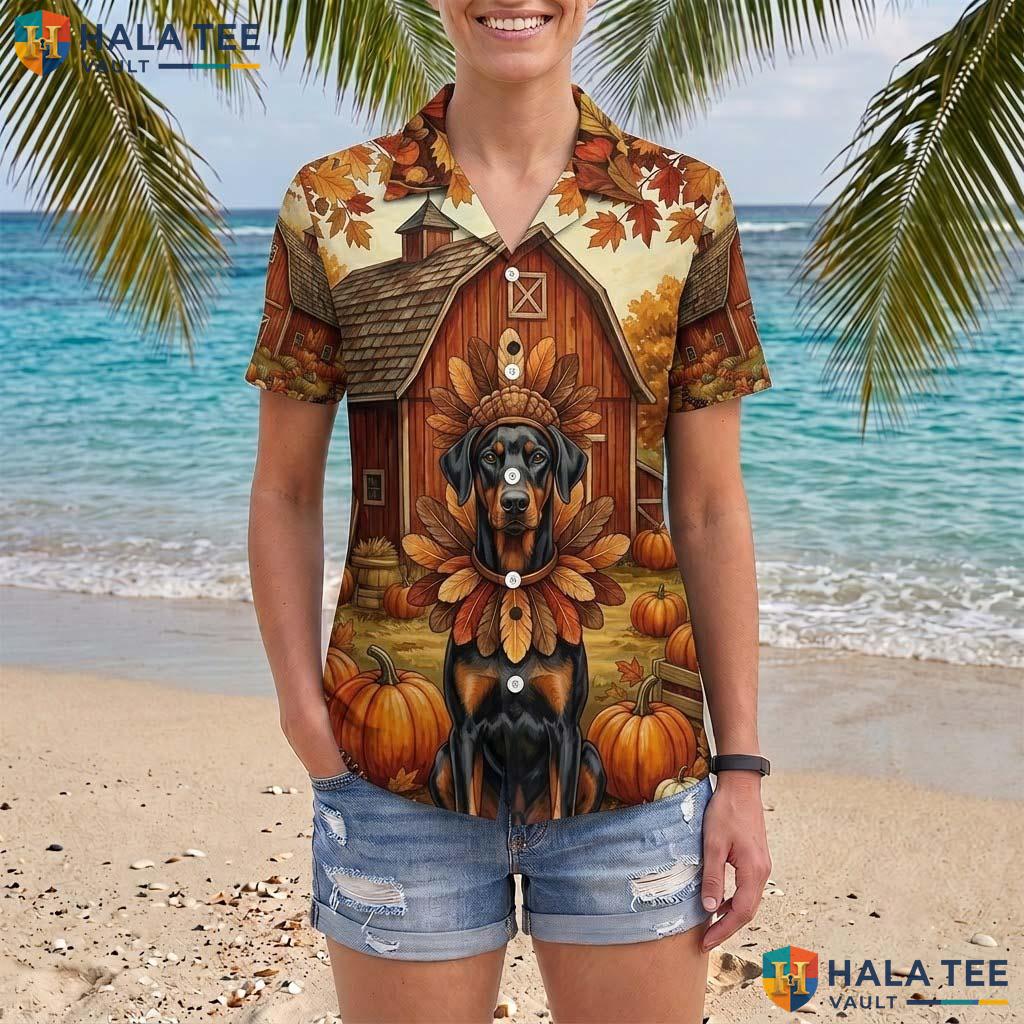 Doberman Pinscher Thanksgiving Tropical Shirt Turkey Costume Apparel