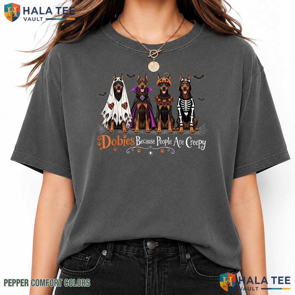 Dobies People Creepy Doberman Garment-Dyed T-Shirt Halloween Dog