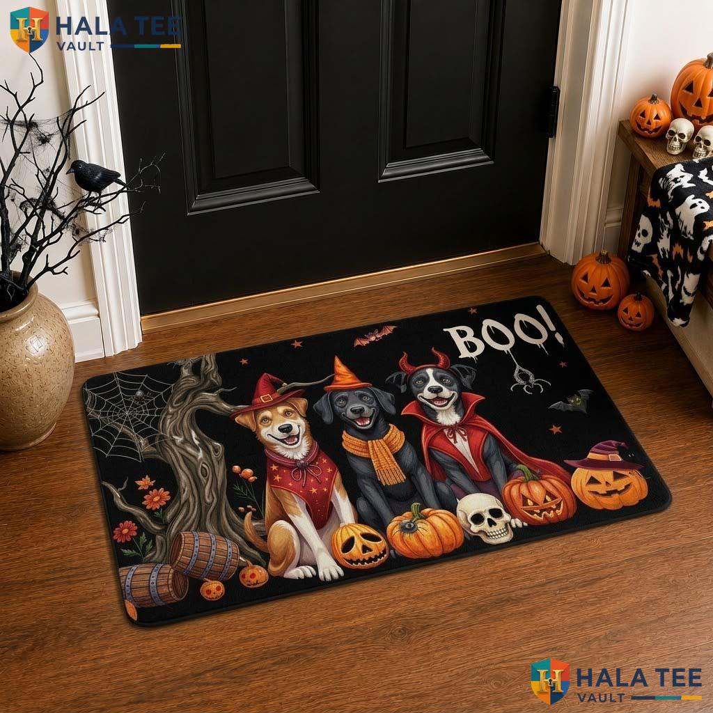 Dog Costume Halloween Front door mat Spooky Entrance Rug Festive Pup Home Decor